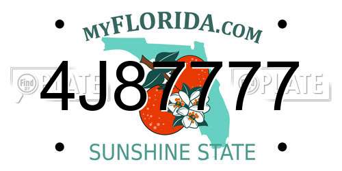 4J87777 Florida License Plate