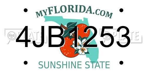 4JB1253 Florida License Plate