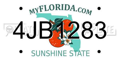 4JB1283 Florida License Plate