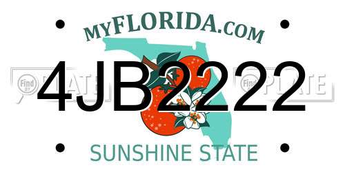 4JB2222 Florida License Plate