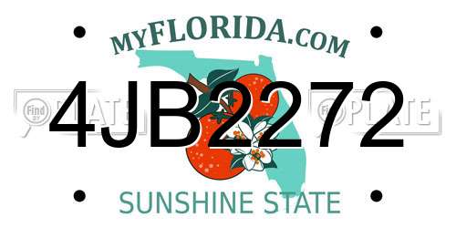 4JB2272 Florida License Plate