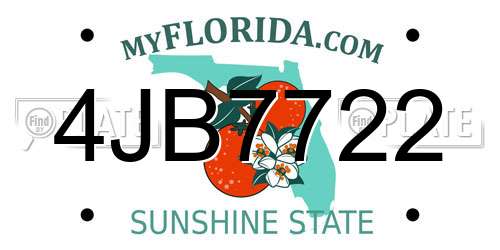 4JB7722 Florida License Plate
