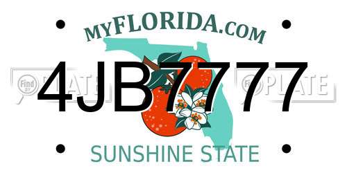 4JB7777 Florida License Plate