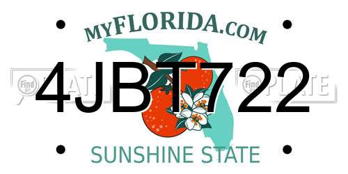 4JBT722 Florida License Plate