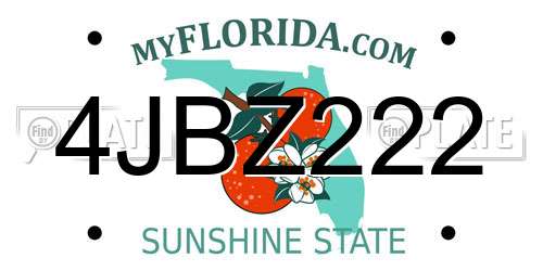4JBZ222 Florida License Plate