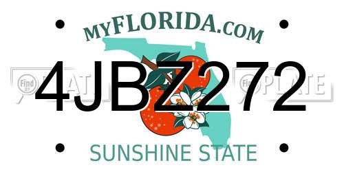 4JBZ272 Florida License Plate