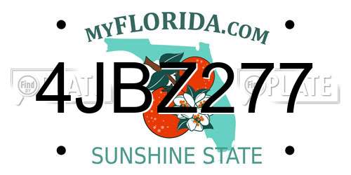 4JBZ277 Florida License Plate