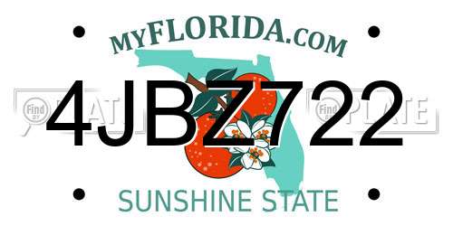 4JBZ722 Florida License Plate