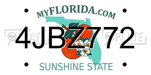 4JBZ772 Florida License Plate