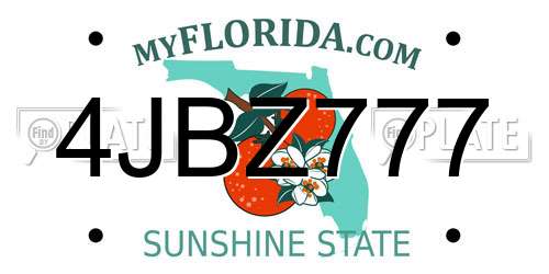 4JBZ777 Florida License Plate