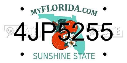 4JP5255 Florida License Plate