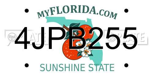 4JPB255 Florida License Plate