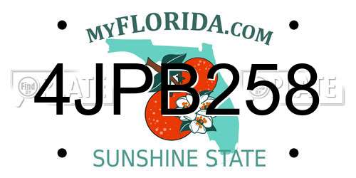 4JPB258 Florida License Plate