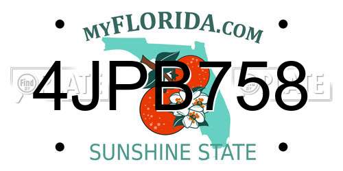 4JPB758 Florida License Plate