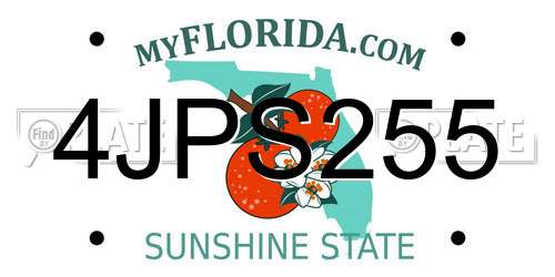 4JPS255 Florida License Plate