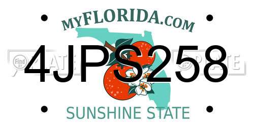 4JPS258 Florida License Plate