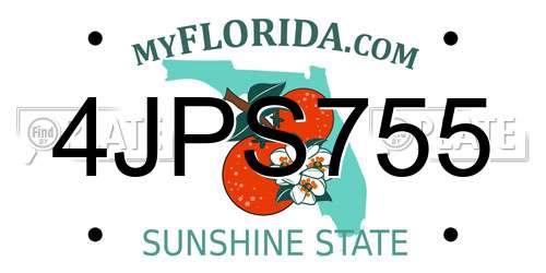 4JPS755 Florida License Plate
