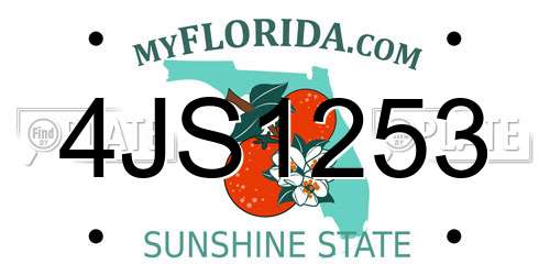 4JS1253 Florida License Plate