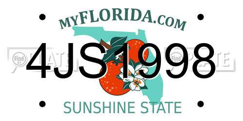 4JS1998 Florida License Plate