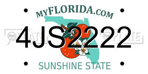 4JS2222 Florida License Plate