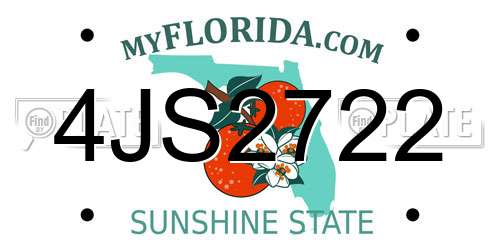 4JS2722 Florida License Plate