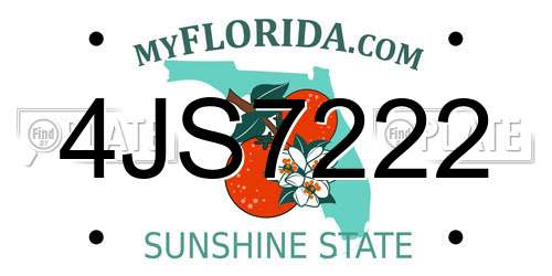 4JS7222 Florida License Plate