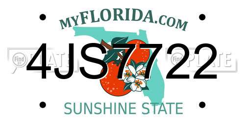 4JS7722 Florida License Plate