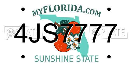4JS7777 Florida License Plate