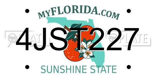 4JST227 Florida License Plate