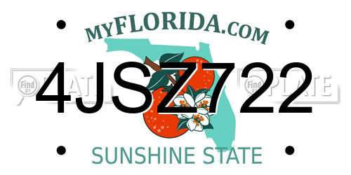 4JSZ722 Florida License Plate