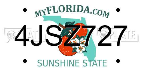 4JSZ727 Florida License Plate