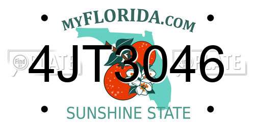 4JT3046 Florida License Plate