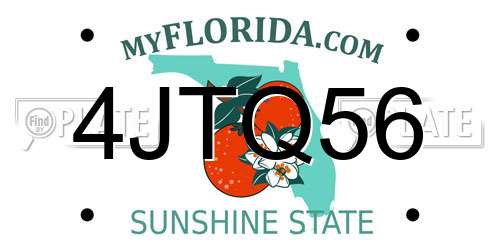 4JTQ56 Florida License Plate