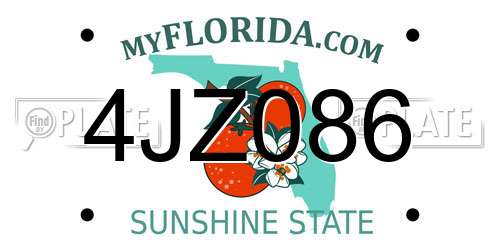 4JZ086 Florida License Plate