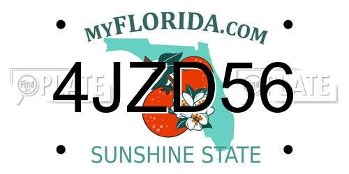 4JZD56 Florida License Plate