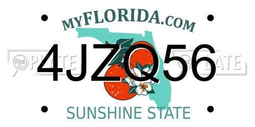 4JZQ56 Florida License Plate
