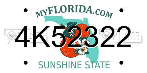 4K52322 Florida License Plate