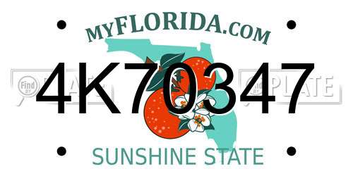 4K70347 Florida License Plate
