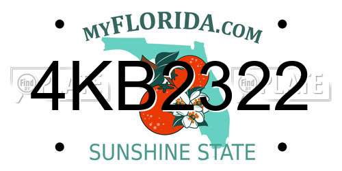 4KB2322 Florida License Plate