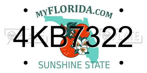 4KB7322 Florida License Plate