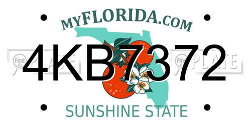 4KB7372 Florida License Plate
