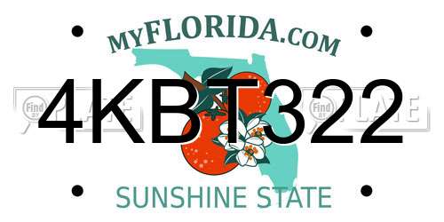 4KBT322 Florida License Plate