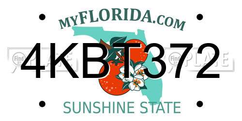 4KBT372 Florida License Plate