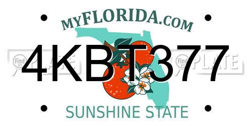 4KBT377 Florida License Plate
