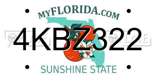 4KBZ322 Florida License Plate