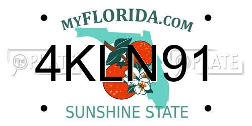 4KLN91 Florida License Plate