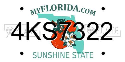 4KS7322 Florida License Plate