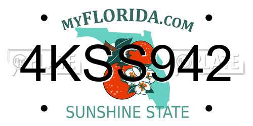 4KSS942 Florida License Plate