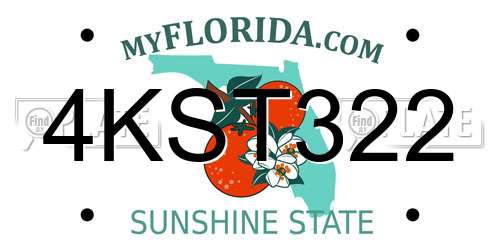 4KST322 Florida License Plate