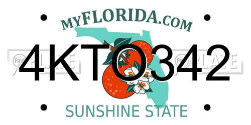 4KTO342 Florida License Plate